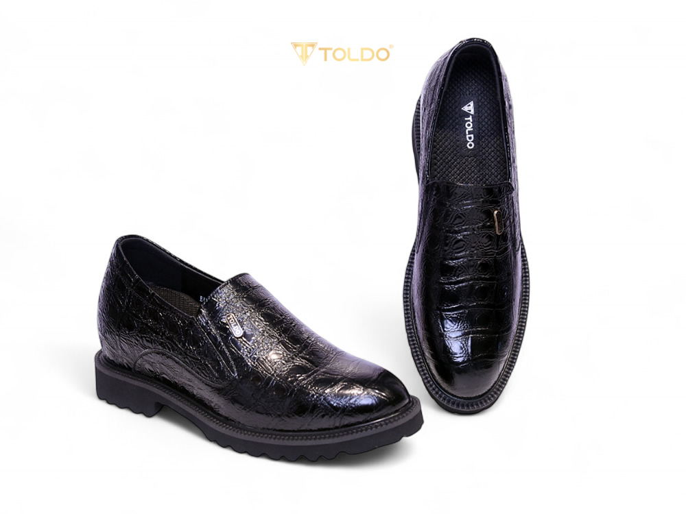 Giày cao 10 da bóng vân cá sấu 9